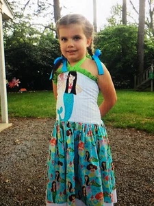 Vestido Personalizado Sirena Michael Miller Sea Beauties Disney EEUC 5 6 6x 7 - Imagen 1 de 10