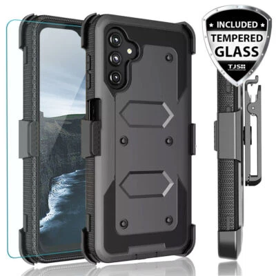 For Samsung Galaxy A15 5G Armor Rugged Case Belt Clip Holster+Tempered Glass - Image 1 of 4