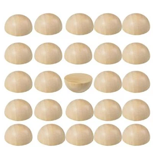 25 PCS 40 mm Split Wood Balls Small Natural Unfinished Half Round Wooden Bead... - Picture 1 of 5