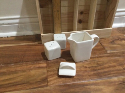 10 Strawberry Street Nova White salt, pepper shakers, creamer, extra lid.  NEW - Image 1 of 4