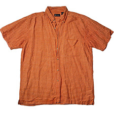Faded Glory Mens Shirt Large Orange Fall Vintage Short Sleeve Button Down Plaid