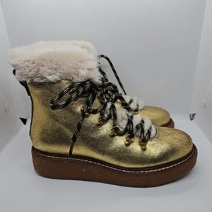 J. Crew gold metallic winter Nordic boots with wedge crepe sole size 6 - Picture 1 of 10