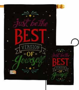 Mejor versión de ti mismo bandera de jardín expresión inspiradora patio casa pancarta - Imagen 1 de 17
