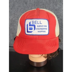 Vintage Cardinal Trucker Hat Bell Surveying Engineering Mapping Red White Work - Picture 1 of 8