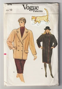 Abrigo Vogue 8776 Patrón Costura Talla 10 Vintage Años 70 Doble Pecho Clásico SIN CORTAR - Imagen 1 de 3
