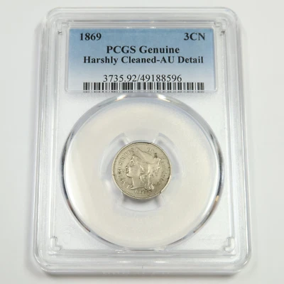1869 PCGS AU Detail - Three Cent Nickel - 3c US Coin #50104A - Image 1 of 2