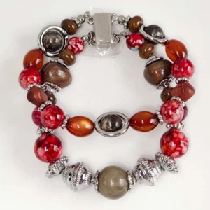 Nuevo Brazalete Magnético 7.5" Chicos Boho Cuentas Elegante Mujer Fiesta Vacaciones Joyería - Imagen 1 de 4
