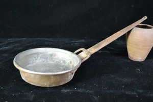 Sartén de cobre primitiva de 7", estañada, mango largo de hierro forjado a mano, IDEAL PARA ACAMPAR - Imagen 1 de 12
