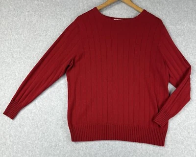 Suéter tejido manga larga acanalado a rayas rojas Dressbarn para mujer (14/16) Foto 1 de 4