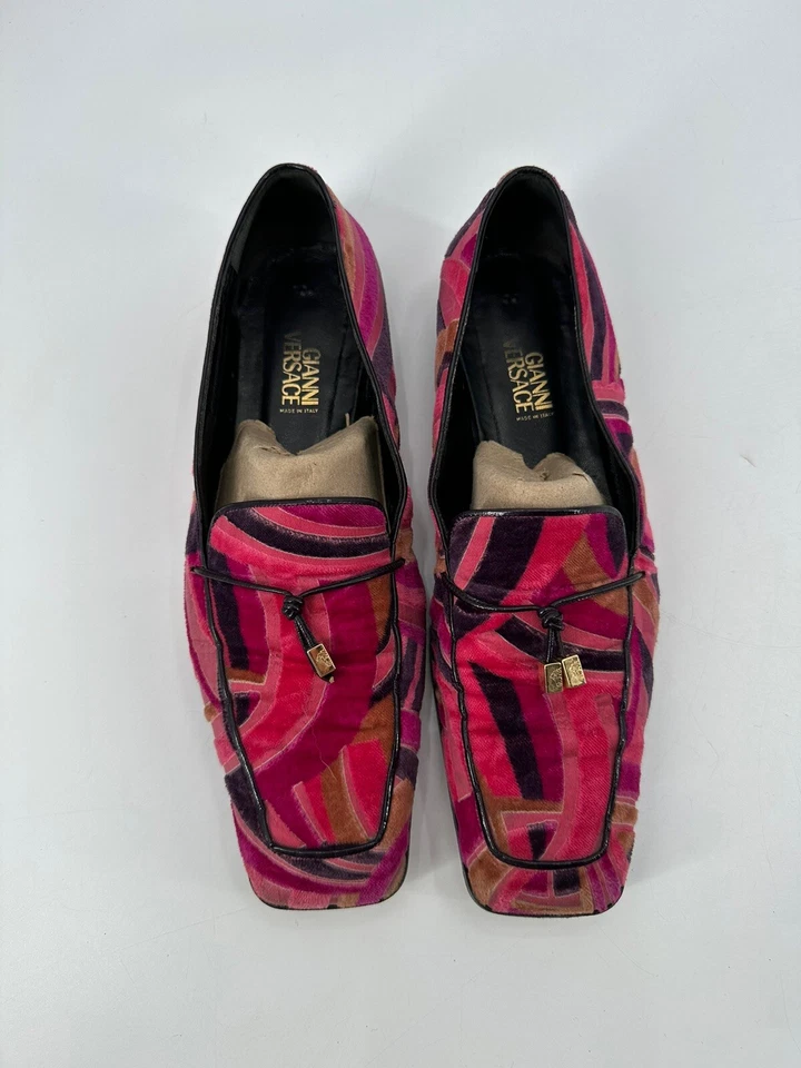 Zapatos Mocasines Vintage Gianni Versace Multi Abstractos Sin Cordones Talla 38.5 Italia Foto 1 de 4