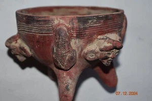 MAYAN INCENSARIO CORN RITUAL TRIPOD BOWL, 5" - Picture 1 of 4