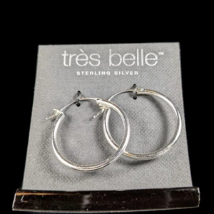 Fine Jewelry Tres Belle 925 Sterling Silver Earrings 2.1gm Thick 2 13624 - Picture 1 of 3