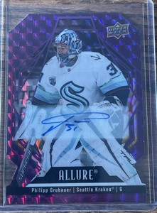 22-23 UD Allure Hockey Purple Diamond Auto 24 Philipp Grubauer /10