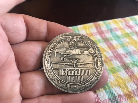 LARGE 1939-1945 GERMAN MESSERSCHMITT 109  WWII COMMEMORATIVE COIN Cover