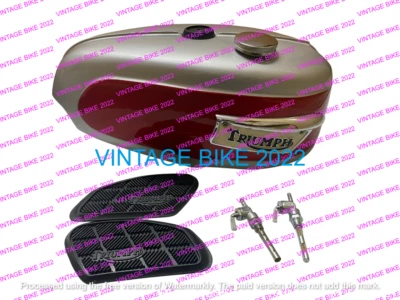 Tanque de gasolina Triumph Trophy TR25W plateado rojo 250CC 1969-71 + insignia kpad tapa/ajuste Foto 1 de 4