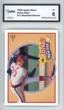 1990 Upper Deck Baseball Heroes Nolan Ryan #11 GMA Graded 5 EX Angels Card