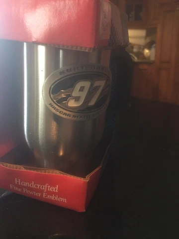 Kurt Busch Nascar 97 Coffee Mug Stainless Raised  Pewter Logo Collectible Cover