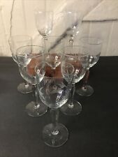 set 8 port wine /sherry vintage etched wine stem glasses