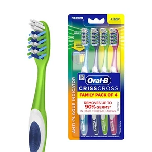 Oral-B Criss Cross Deep Clean Medium Bristles Toothbrush (Family Pack of 4) - Picture 1 of 7