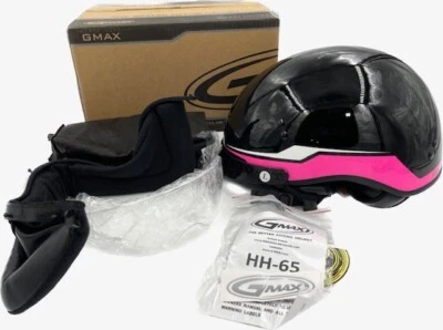 GMAX HH-65 MEDIO CASCO FUENTE VESTIDO COMPLETO NEGRO/ROSA GRANDE - H9652176 Foto 1 de 4