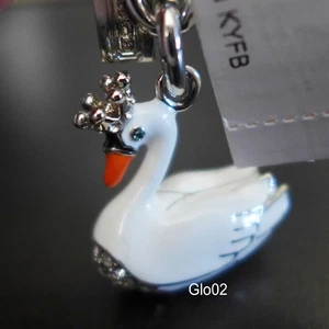 NEW COACH 3D Crown White SWAN QUEEN Nickel Key chain keyring KEY FOB NWT - Picture 1 of 6