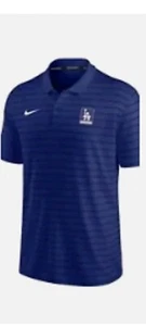NWT Los Angeles Dodgers Striped Nike Dri Fit Polo Shirt Size Mens Small - Picture 1 of 1