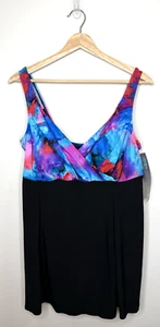 NEW Longitude One Piece Swimsuit Dress 16 Babydoll CrissCross Skort Tank Bathing - Picture 1 of 11