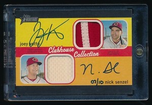 Joey Votto Nick Senzel 2020 Topps Heritage Dual Patch Jersey Relic Auto /10 Reds