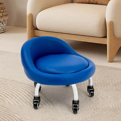 Low Height Footstool W/Backrest Wheels Foot Rest Footrest Stool Office Home Shop - Image 1 of 4