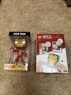 Marvel  Brick Sketches Iron Man Lego  & Iron Man Funko Wobblers Lot - Image 1 of 4