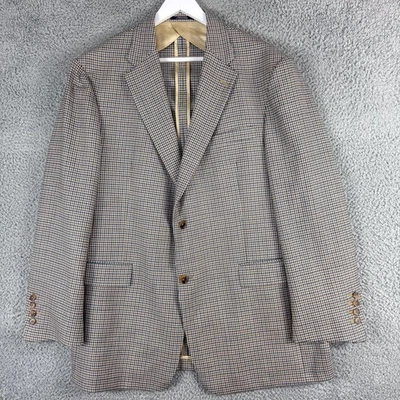 Austin Reed Blazer Mens 44R Blue Brown Check Wool Sport Coat Made USA Dillard's - Image 1 of 4