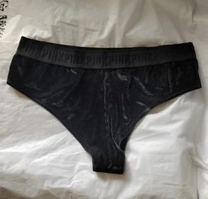 Pink By Victoria's Secret Black Velvet Cheeky Panties, Size L - Picture 1 of 6
