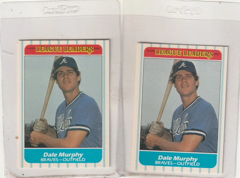 2-  1986  FLEER  LEAGUE LEADER   DALE MURPHY   NM/MT   INV 10,844 - Image 1 of 1