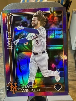 2025 Topps Series 2 Purple Rainbow Foilboard /250 Jesse Winker #629 NY Mets - Image 1 of 3