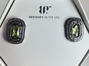 Bomb Party August Earrings - ER11842 "Leaf-blushed Daylight" Peridot On Hematite - Picture 1 of 4