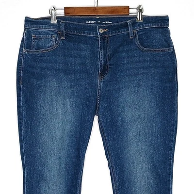 Jeans Boyfriend Old Navy WOW para mujer tiro medio talla 16 azul elástico lavado medio Foto 1 de 4