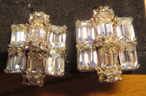 Vintage BOGOFF Kristall Strass Silber Schraub Ohrringe MidCentury Modern - Bild 1 von 12