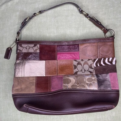 COACH Mujer Cartera Bolso Patchwork Hobo Cubo Cuero Gamuza G06S-10434 Y2K Cebra Foto 1 de 4