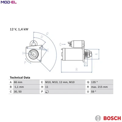 STARTER 0 986 024 130 FOR RENAULT SCENIC/GRAND/III MEGANE/CC/Grandtour 1.9L - Image 1 of 4