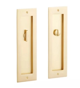Signature Hardware Elongated Pop-Out Brass Pocket Door Pull Satin Brass SH483731 - Picture 1 of 6