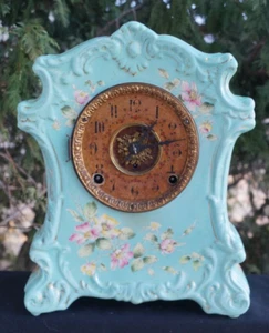 Antique 1898 Kroeber China # 14 Porcelain Mantle Clock - ECLIPSE MOVEMENT - Picture 1 of 13