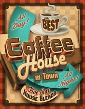 Best Coffee House In Town Five Stars Tin Metal Sign Kitchen Bar Decor 12.5 x 16