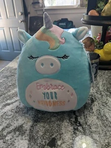 Peluche Squishmallows 8" Hudson the Blue Unicorn Kind Squad LT ED - Foto 1 di 3