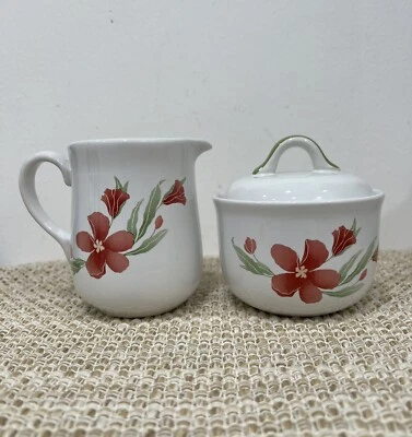 Corelle Coordinates Stoneware Pacific Bloom Creamer & Sugar Bowl w/lid - Image 1 of 4
