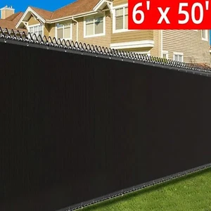 Privacy Fence Screen 6'x50' Black Outdoor 90% Visibility Blockage 135 GSM Shade - Picture 1 of 16
