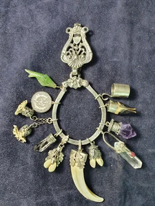 Tolles Charivari Silber Lyraform Länge ca. 16 cm 835 Silber 11 Anhänger 83,4 Gr. - Bild 1 von 14