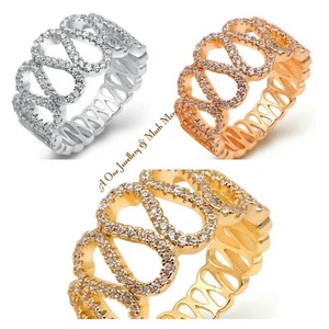 NEW CLASIC AAA CUBIC ZIRCONIA HOLLOW CURVE WOMEN WEDDING BRIDE RING JEWELLERY - Picture 1 of 8