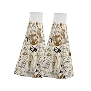 Hand Towels for Bathroom Kitchen - Hanging Kitchen Towels with Loop 2 Coffee - Picture 1 of 8