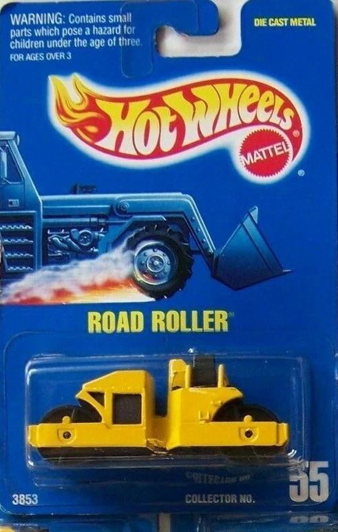 1991 Hot Wheels Blue Card #55 Road Roller Yellow - Image 1 of 1