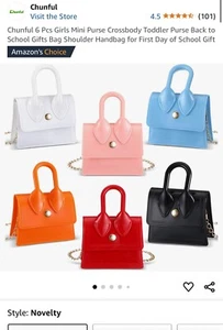 6pc Crossbody Bag Mini Toddler Purse with Signle Handle for Little Girl Kids - Picture 1 of 6